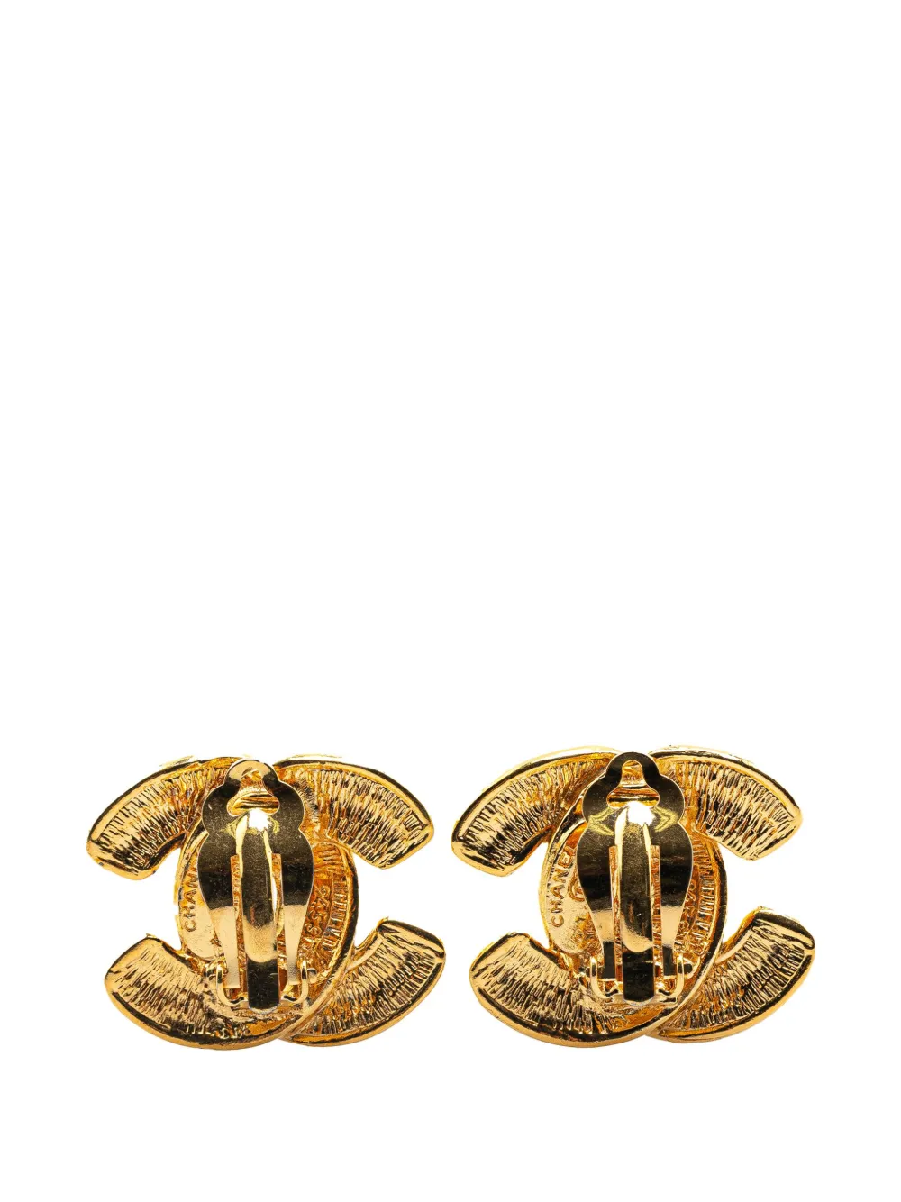 CHANEL Pre-Owned 1970-1980 Gold Plated CC Quilted Clip On Earrings costume earrings | Image 2