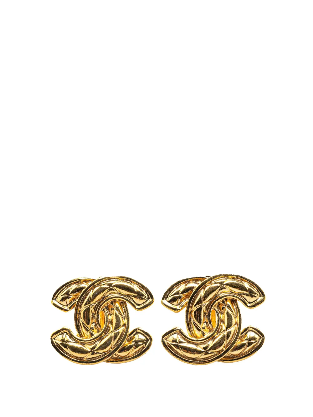 CHANEL Pre-Owned 1970-1980 ゴールドプレーテッド ココマーク マトラッセ クリップオン コスチューム イヤリング CHANEL Pre-Owned 1970-1980 ゴールドプレーテッド ココマーク マトラッセ クリップオン コスチューム イヤリング