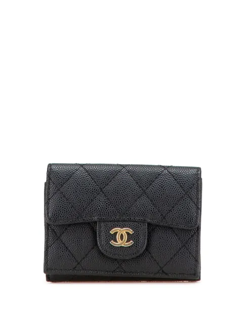 CHANEL Pre-Owned 2018-2019 CC Quilted Caviar Trifold Wallet small wallets