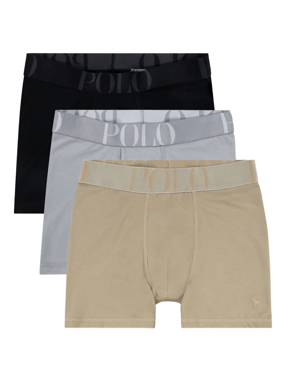 POLO RALPH LAUREN KIDS Drie geweven boxershorts met logoband Beige