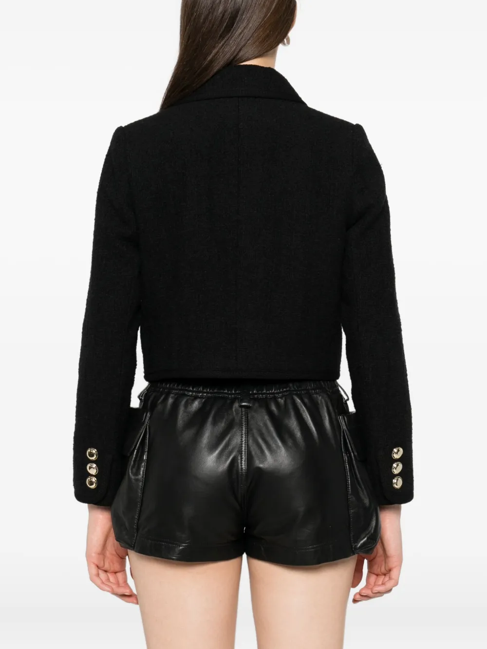 Ba&Sh Meiradith cropped jack met gouden knopen Zwart