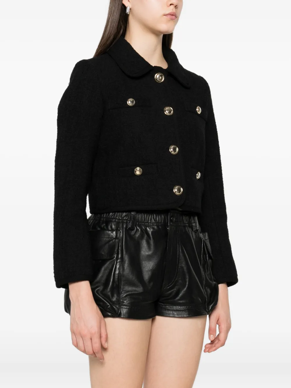 Ba&Sh Meiradith cropped jack met gouden knopen Zwart