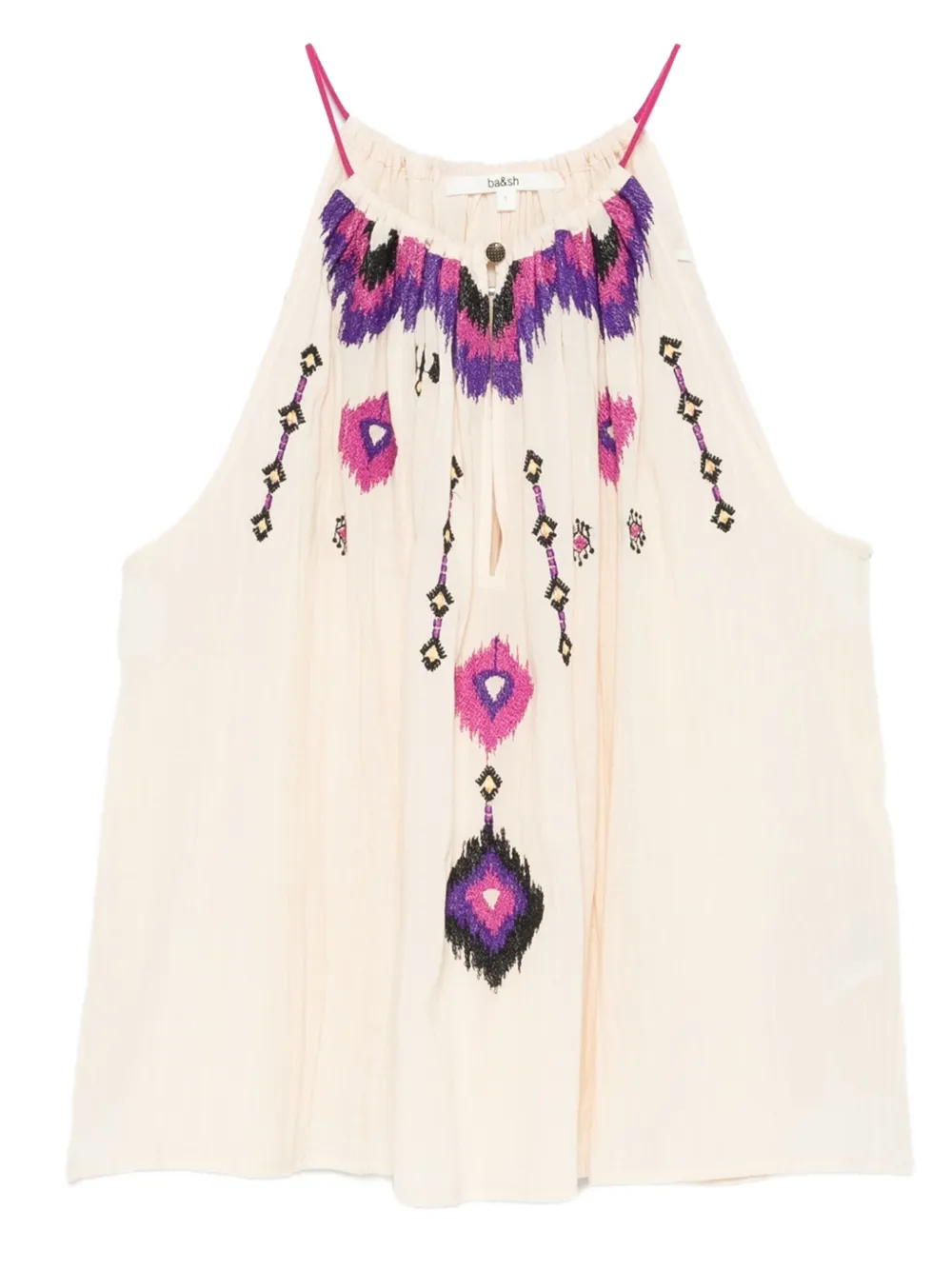 Ba&Sh Pela embroidered halterneck top Beige