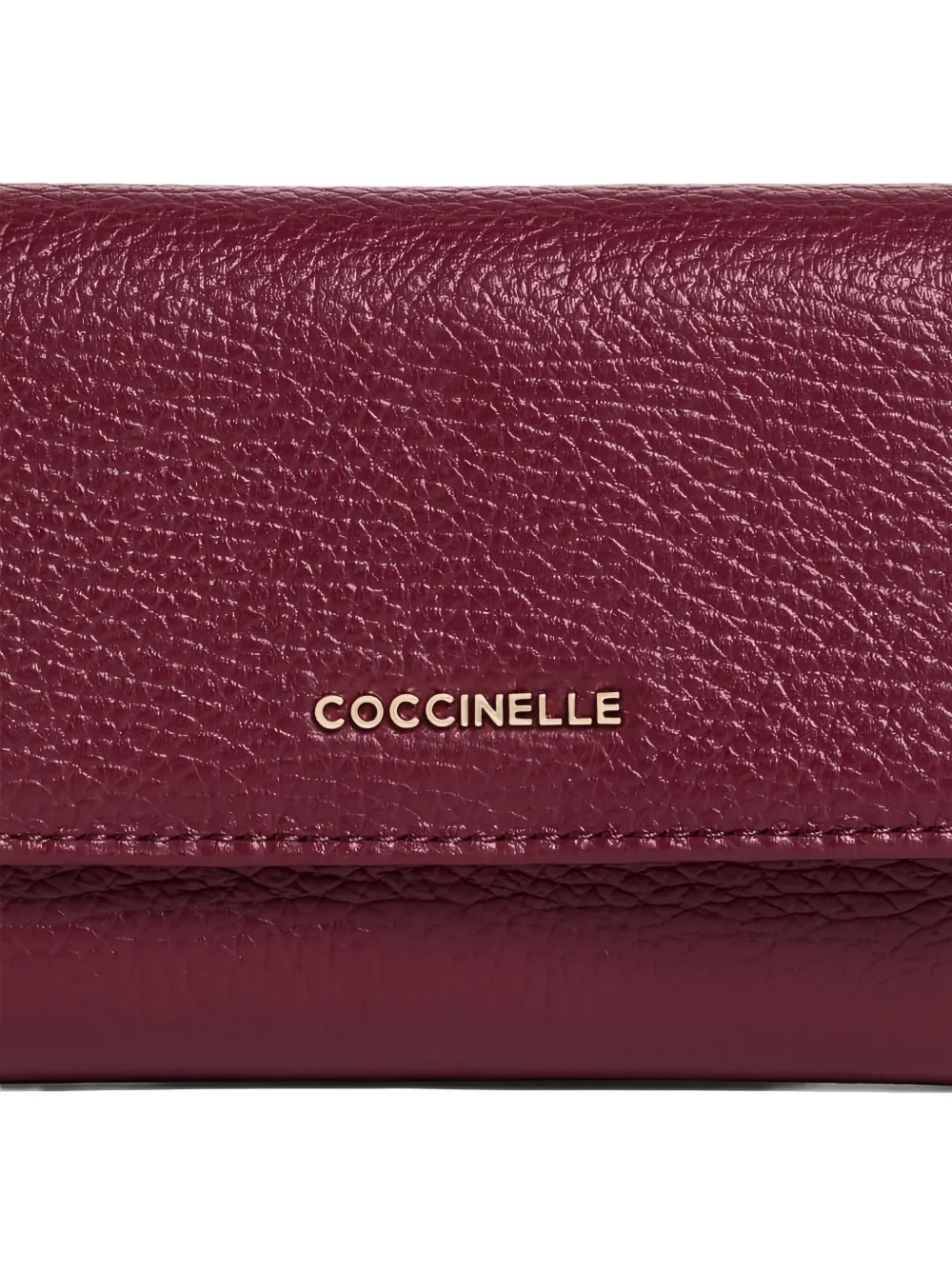 Coccinelle Metallic Trifold Leather Wallet In Red