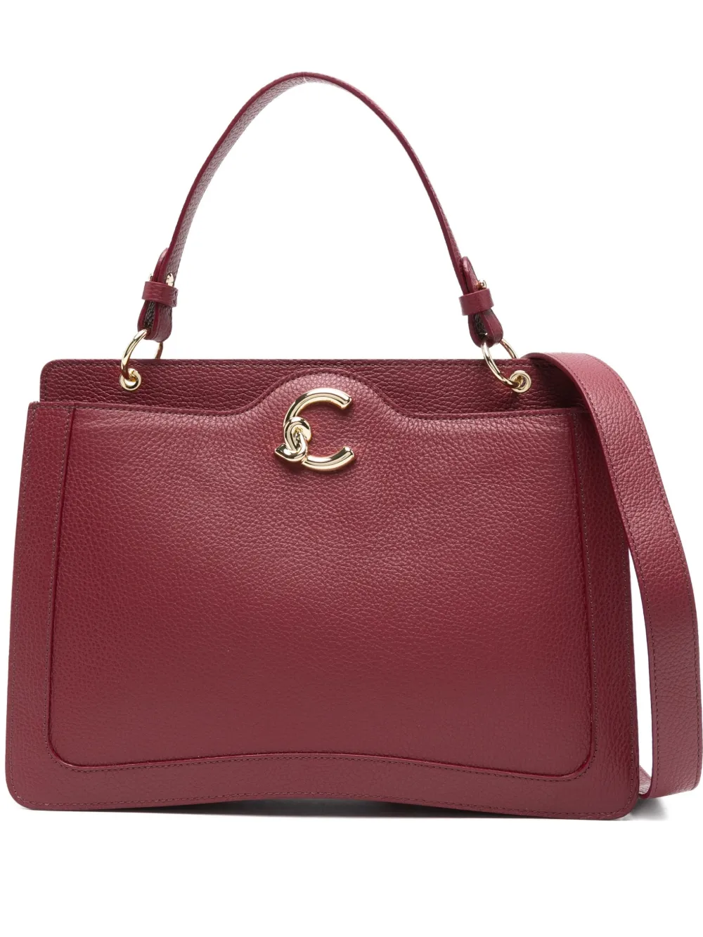 Coccinelle Curved-c Leather Shoulder Bag In Red