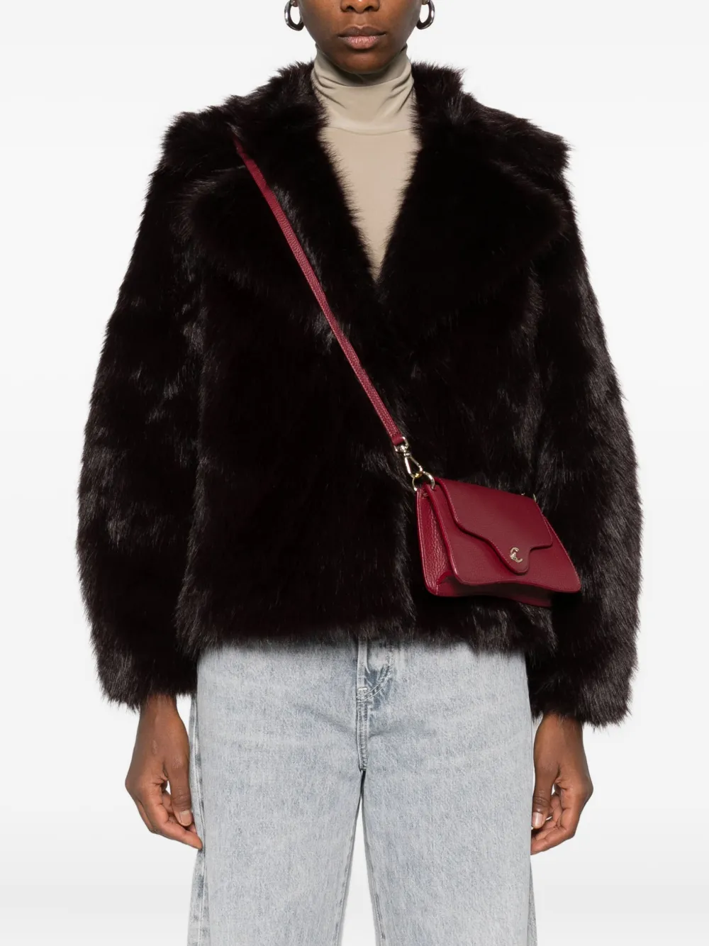 Coccinelle C-me curved-flap leather cross body bag | Image 2
