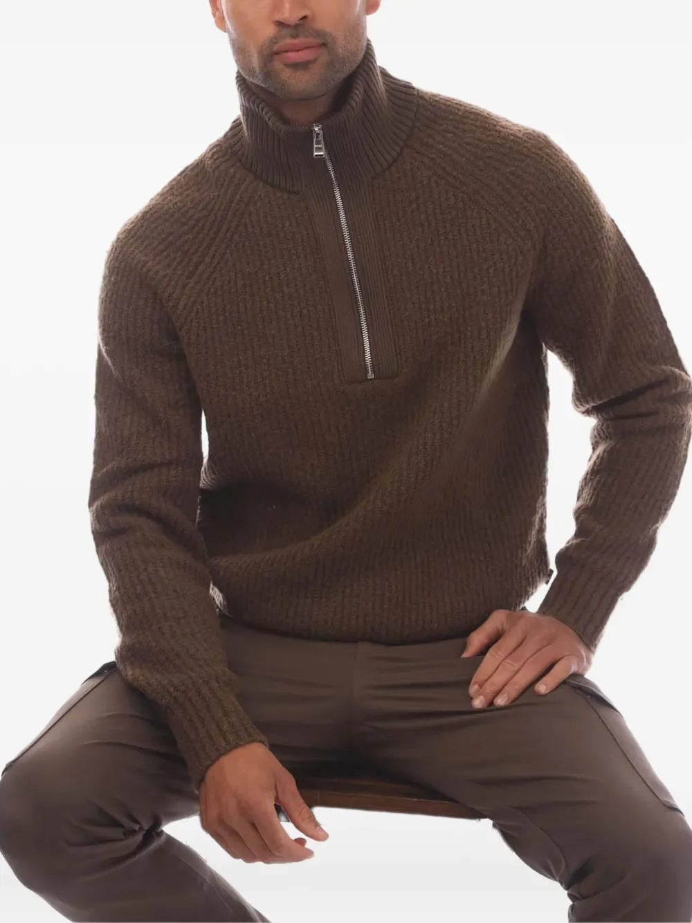 BOSS high-neck half-zip sweater - Bruin
