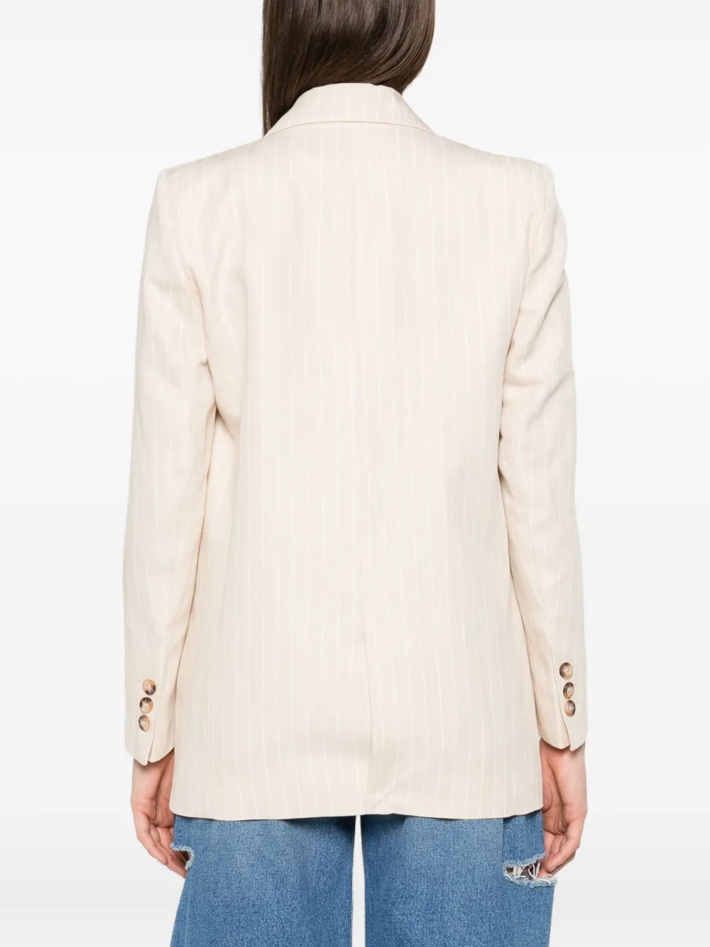 Ba&Sh Poy blazer met enkele rij knopen en krijtstreep Beige