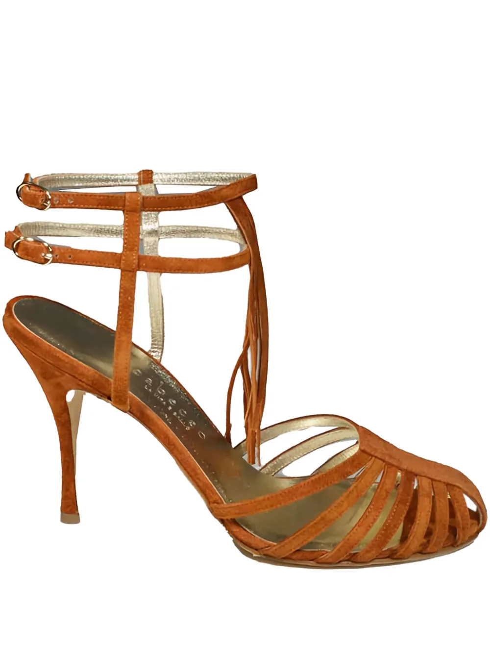 CABECEO 100mm caged heeled sandals Brown