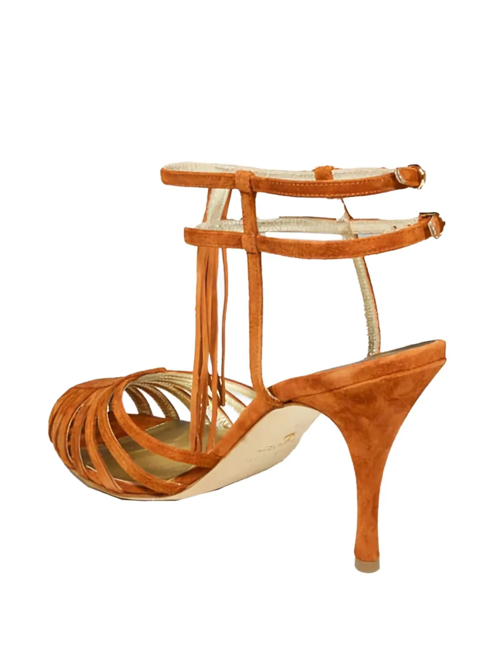 CABECEO 100mm caged heeled sandals Brown