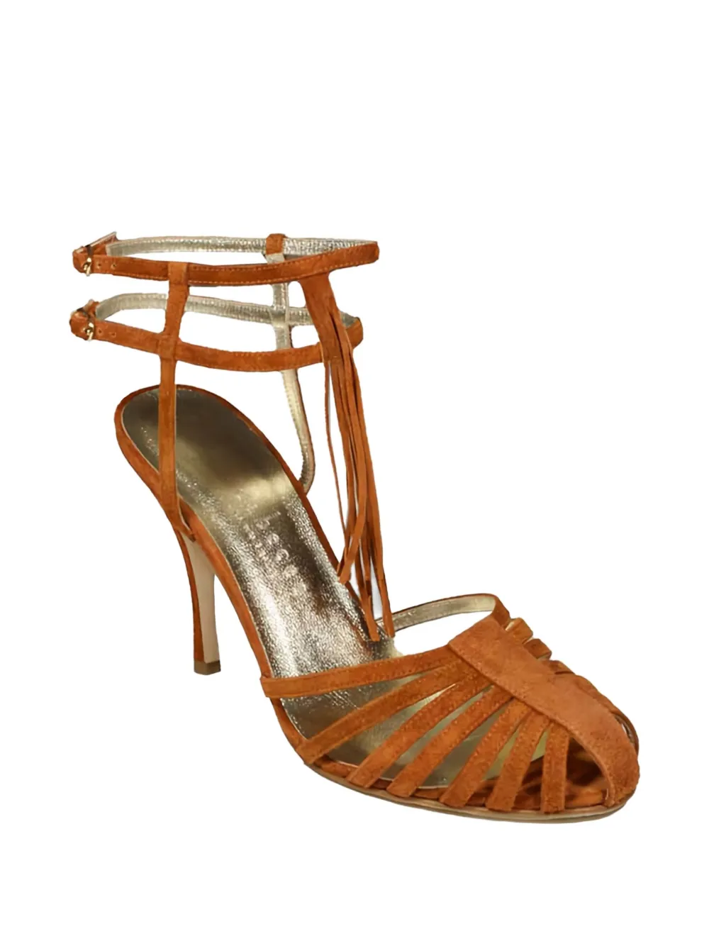 CABECEO 100mm caged heeled sandals Brown
