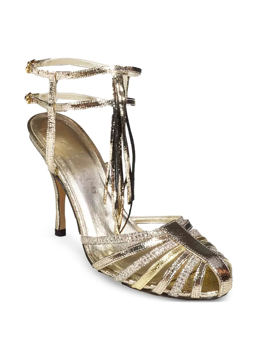 CABECEO 90mm caged heeled sandals Gold