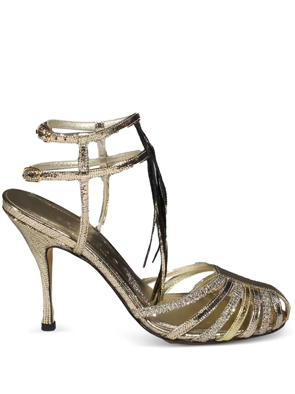 CABECEO 90mm caged heeled sandals Gold