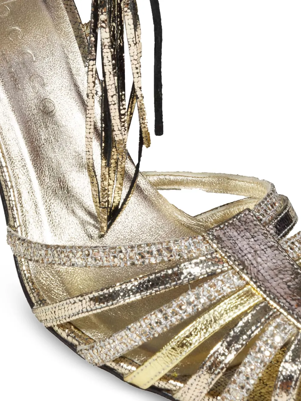 CABECEO 90mm caged heeled sandals Gold