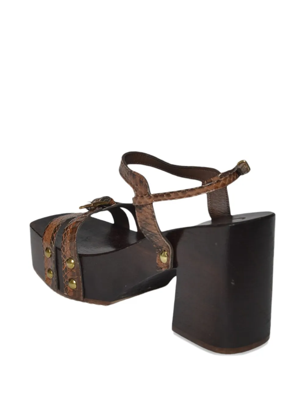 C LOVE 95mm snakeskin-embossed leather platform sandals Brown