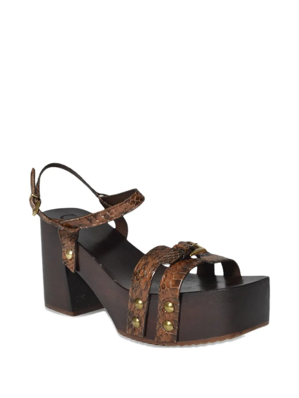 C LOVE 95mm snakeskin-embossed leather platform sandals Brown