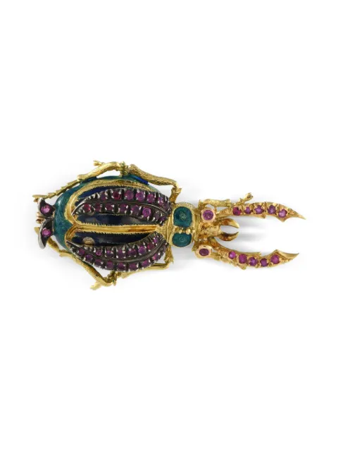 Son of Victor & Lidia Franconer 18K yellow gold Beetle ruby brooch