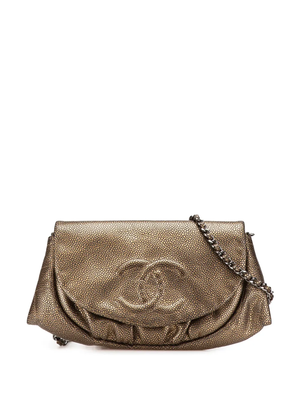 CHANEL Pre-Owned 2012 CC Metallic Caviar Half Moon Wallet on Chain CHANEL Pre-Owned 2012 CC Metallic Caviar Half Moon Wallet on Chain