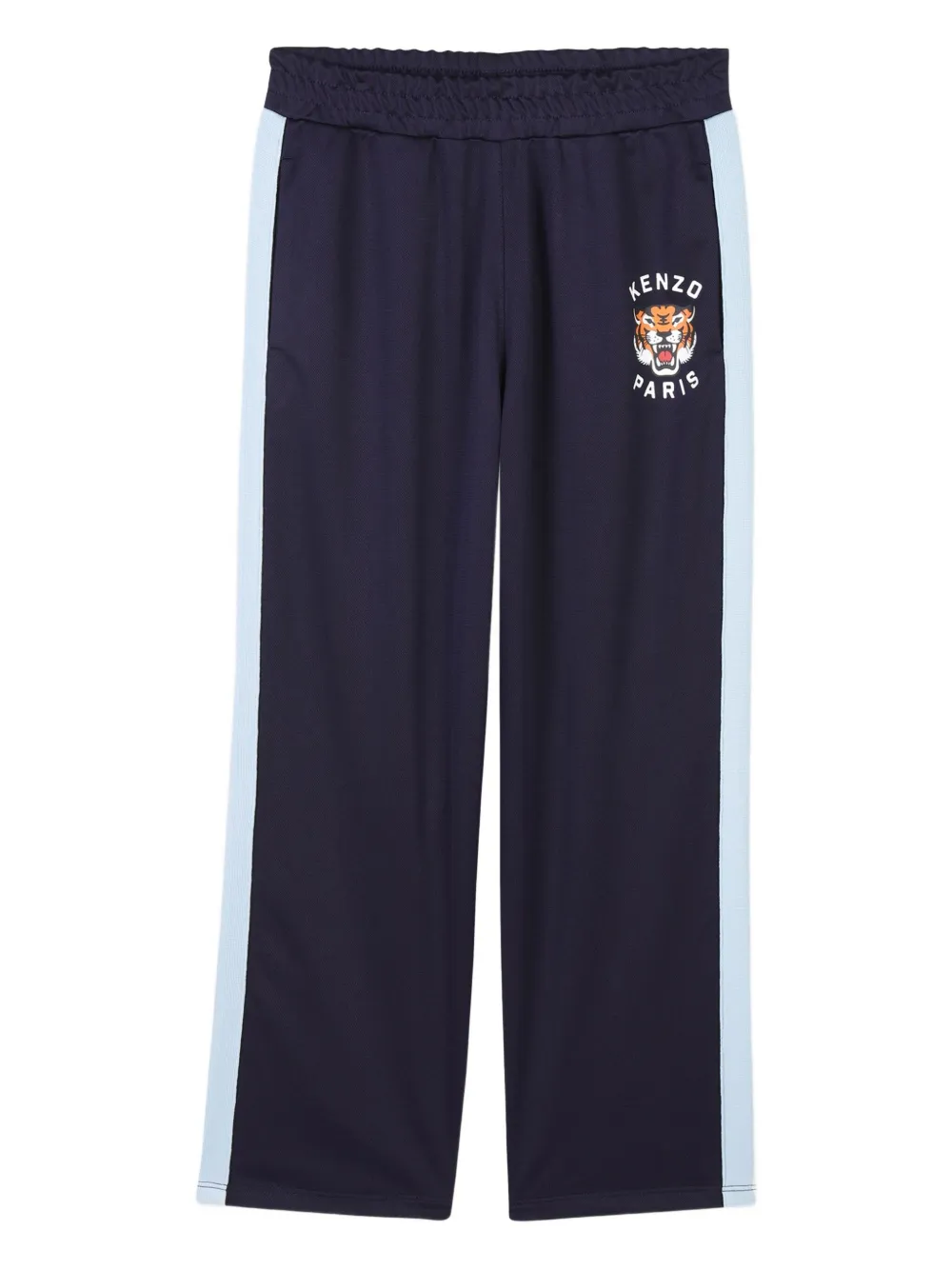 Kenzo Kids tiger-embroidery side-stripe trousers Blauw