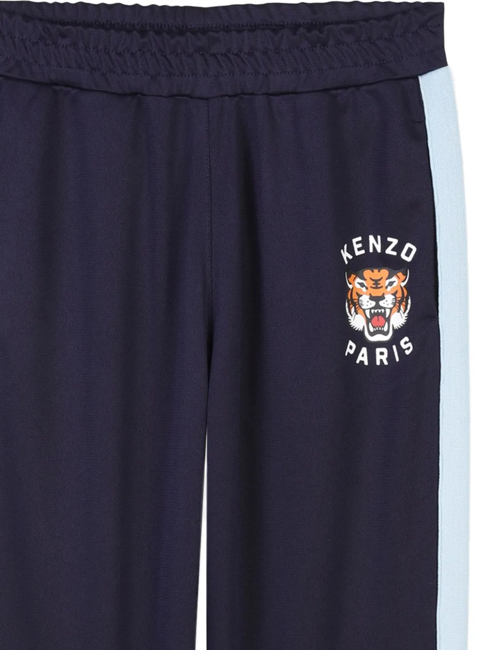 Kenzo Kids tiger-embroidery side-stripe trousers Blauw
