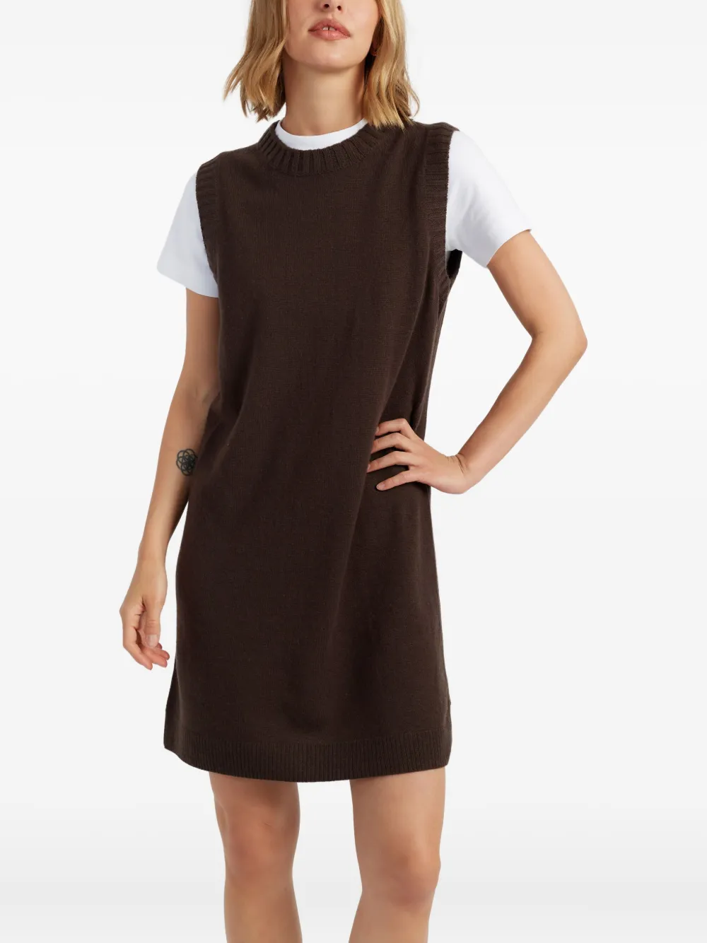 Chinti & Parker Round-neck Sleeveless Mini Dress In Brown