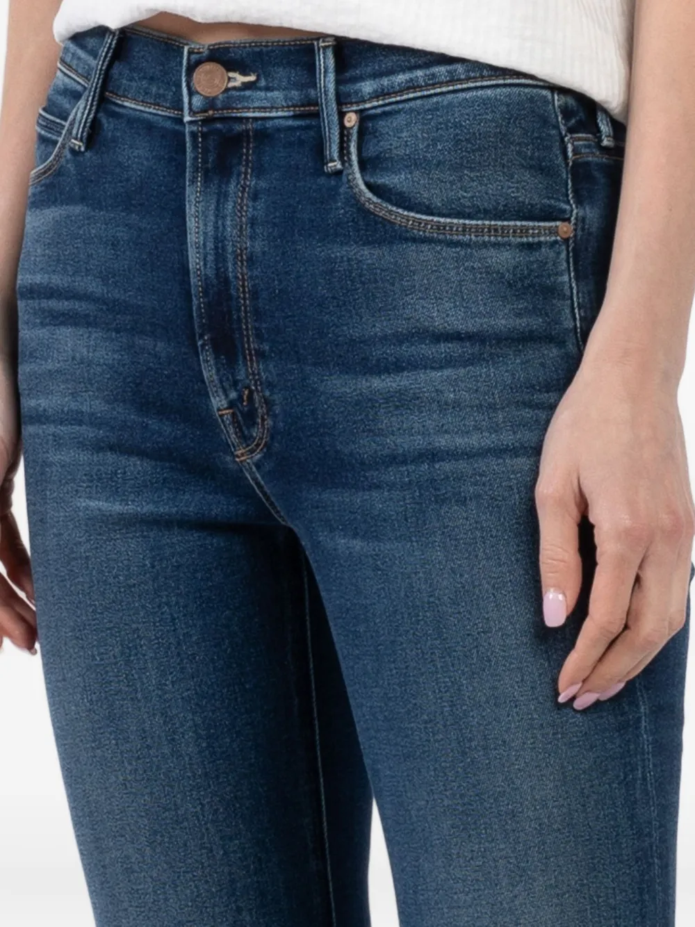 MOTHER Jeans met franje Blauw