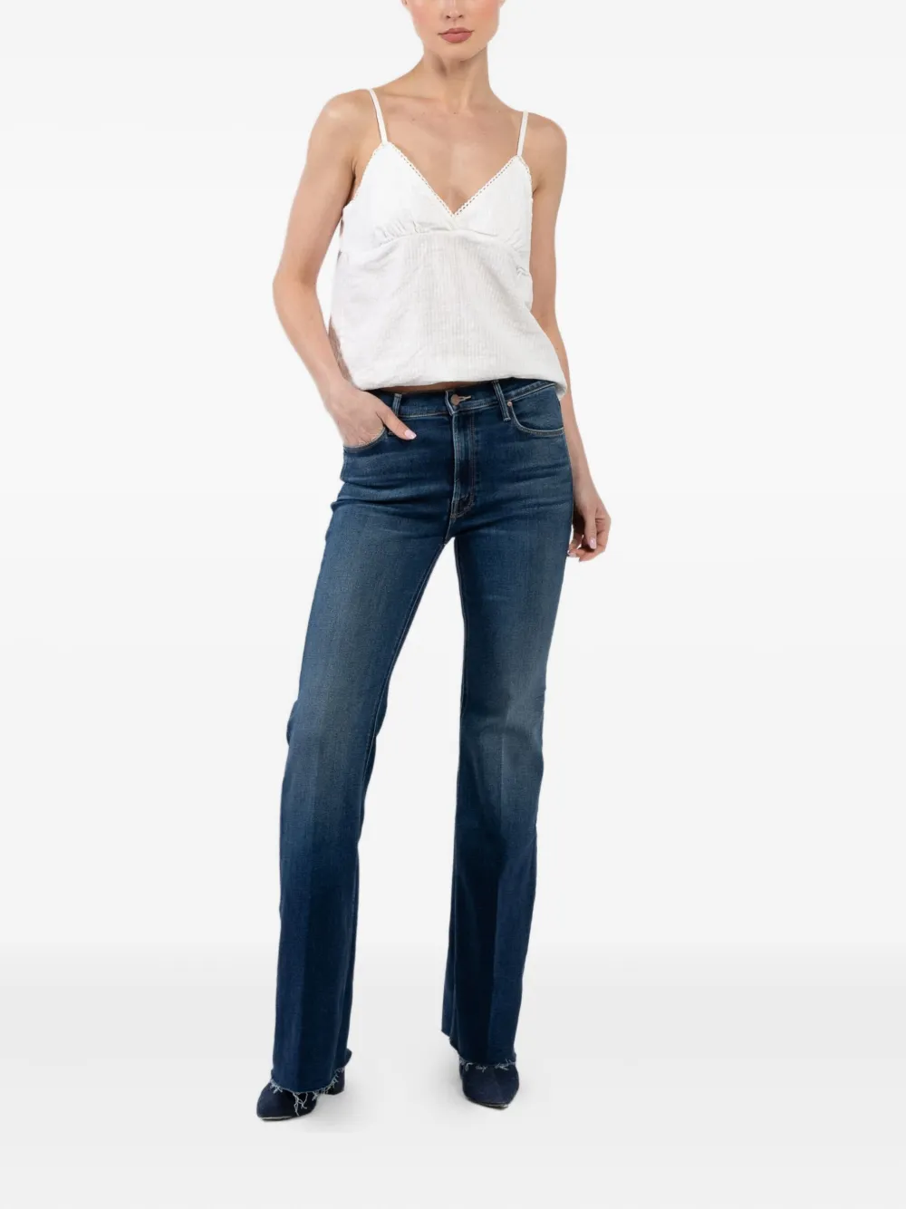 MOTHER Jeans met franje - Blauw