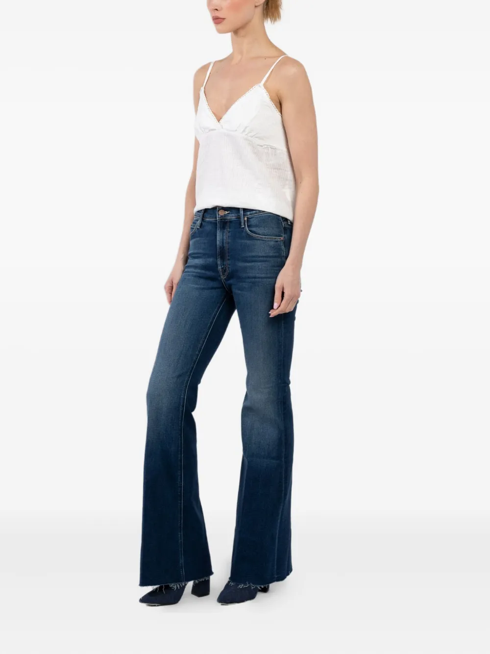 MOTHER Jeans met franje Blauw