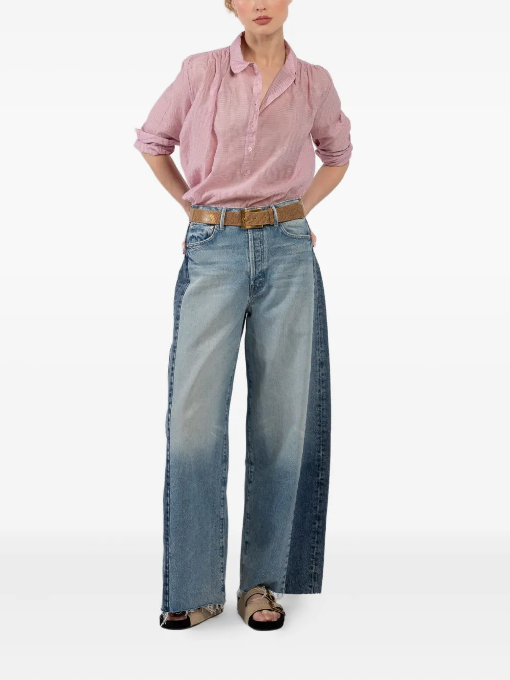 MOTHER patchwork panel jeans Blauw
