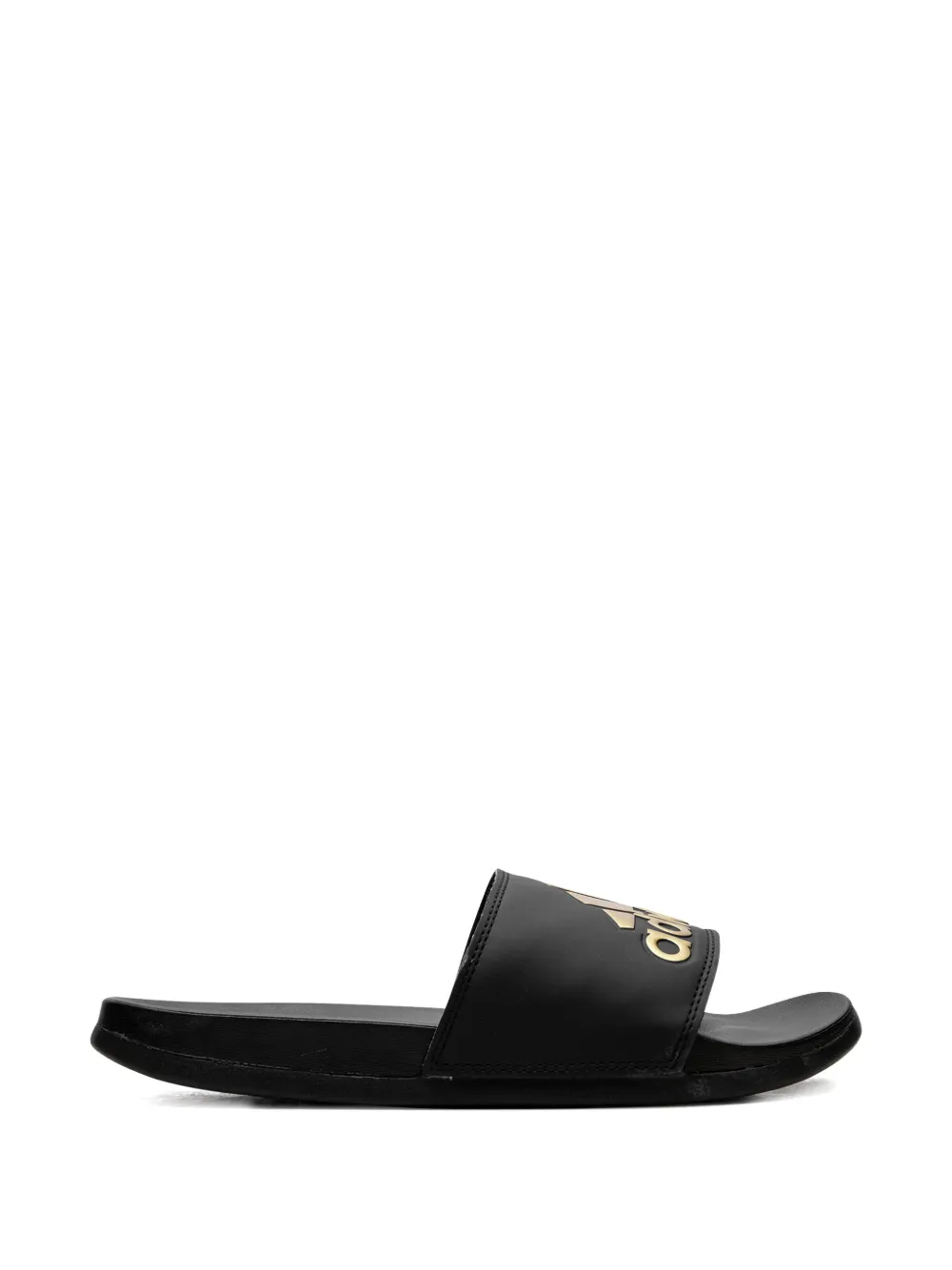 adidas Adilette Comfort "Core Black Gold Metallic" slides