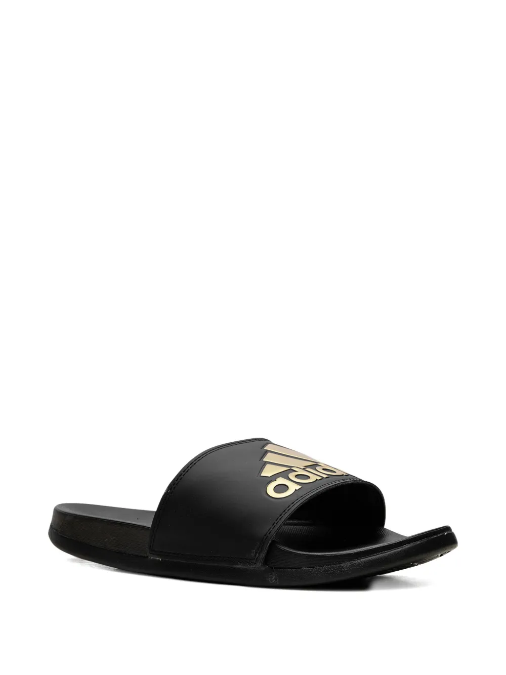adidas Adilette Comfort "Core Black Gold Metallic" slides