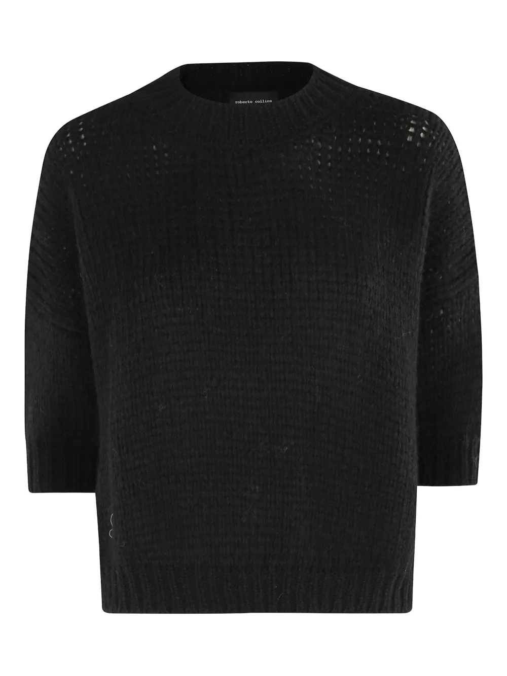 Roberto Collina short-sleeve open-knit sweater Zwart