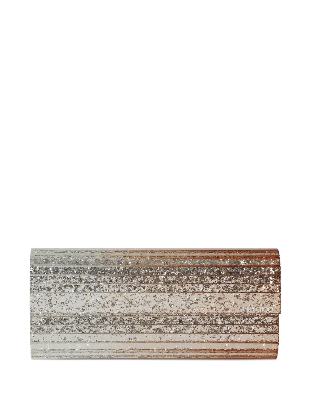 Jimmy Choo glitter-ribbed clutch bag Metallic