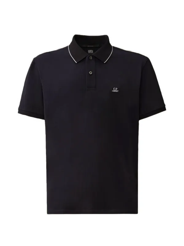 C.P. Company Stretch Piquet Short-sleeve Striped Collar Polo in Blue