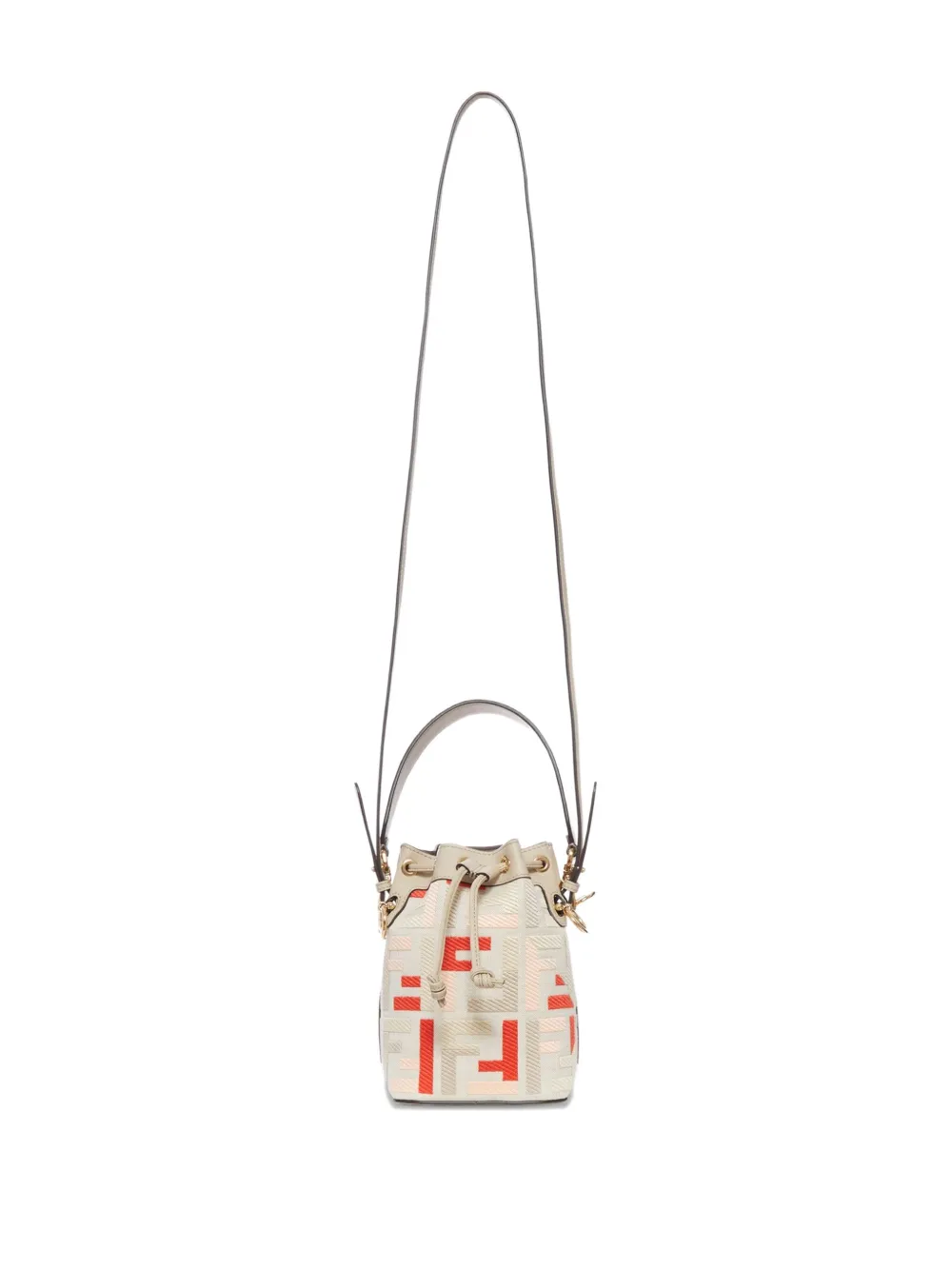 FENDI Mon Tresor kleine bucket-tas met FF-jacquard Beige