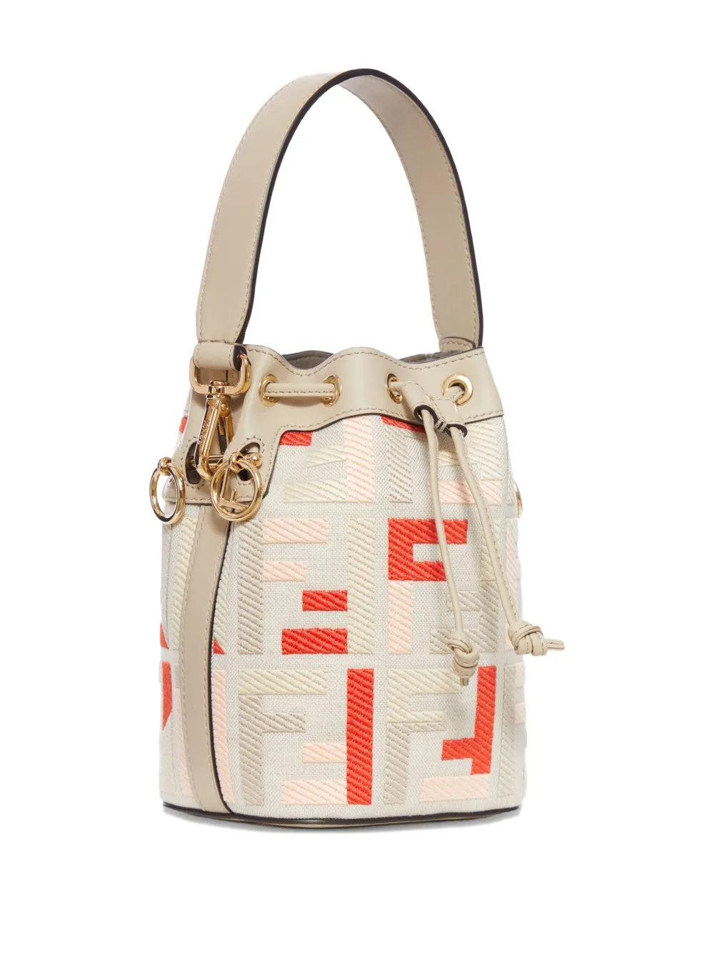 FENDI Mon Tresor kleine bucket-tas met FF-jacquard Beige