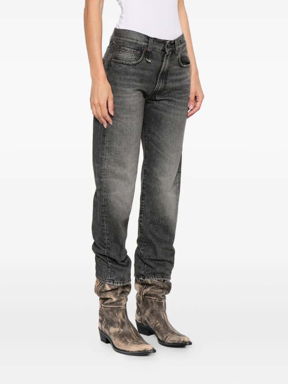R13 Jeans met logopatch Zwart