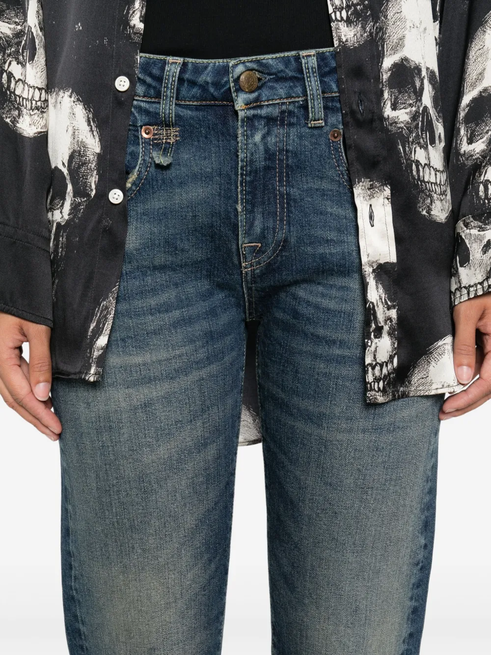 R13 five-pockets stretch jeans Blauw