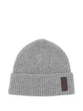 Paul & Shark ribbed leather-patch beanie hat - Grey