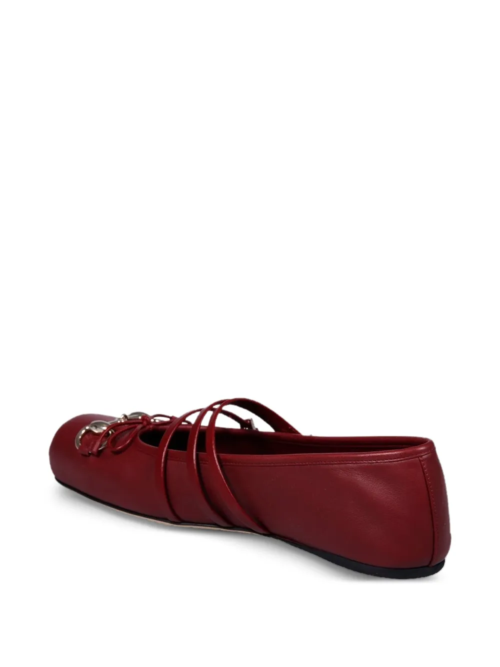 Gucci Horsebit bow-detail leather ballet flats Red