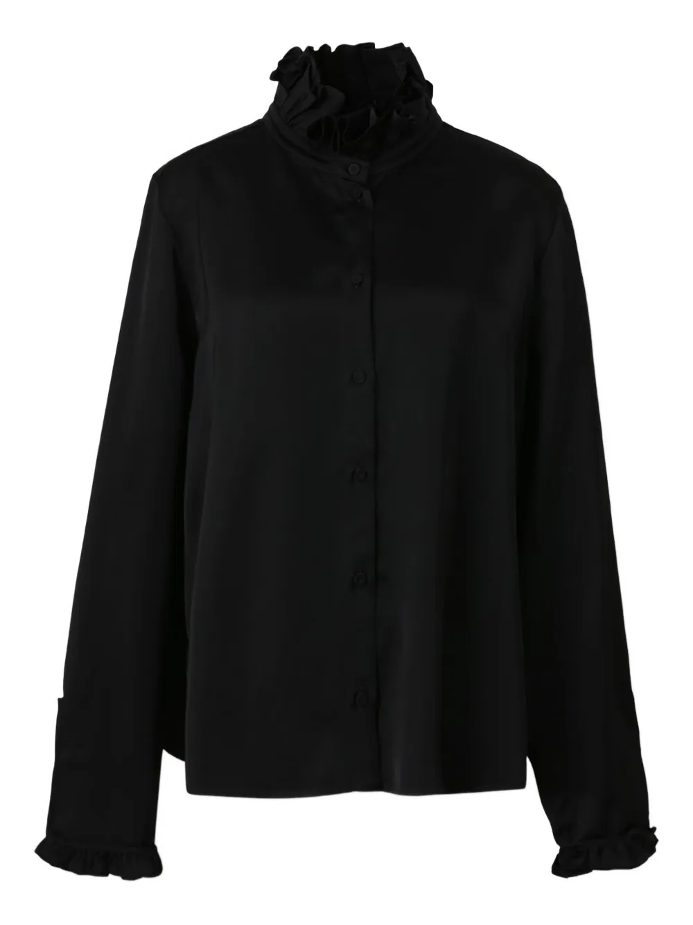 Jil Sander ruffled collar blouse Zwart