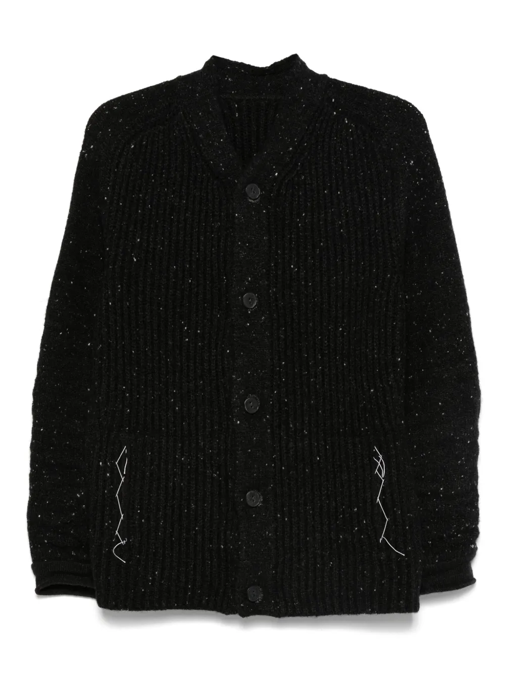 button-fastening ribbed cardigan