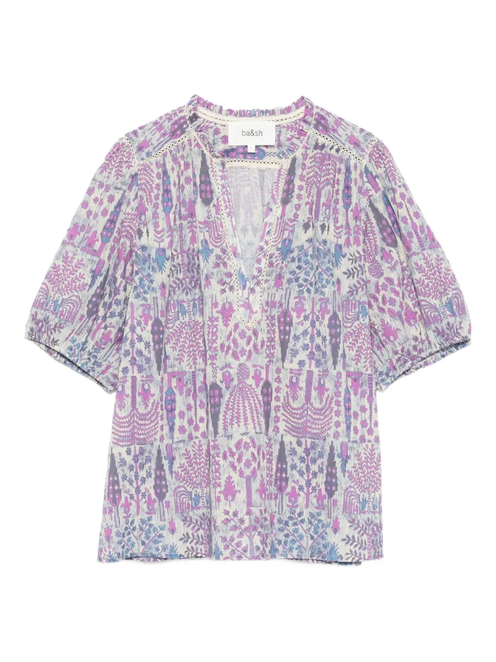 Ba&Sh Pueblo floral-print puff-sleeve top Roze