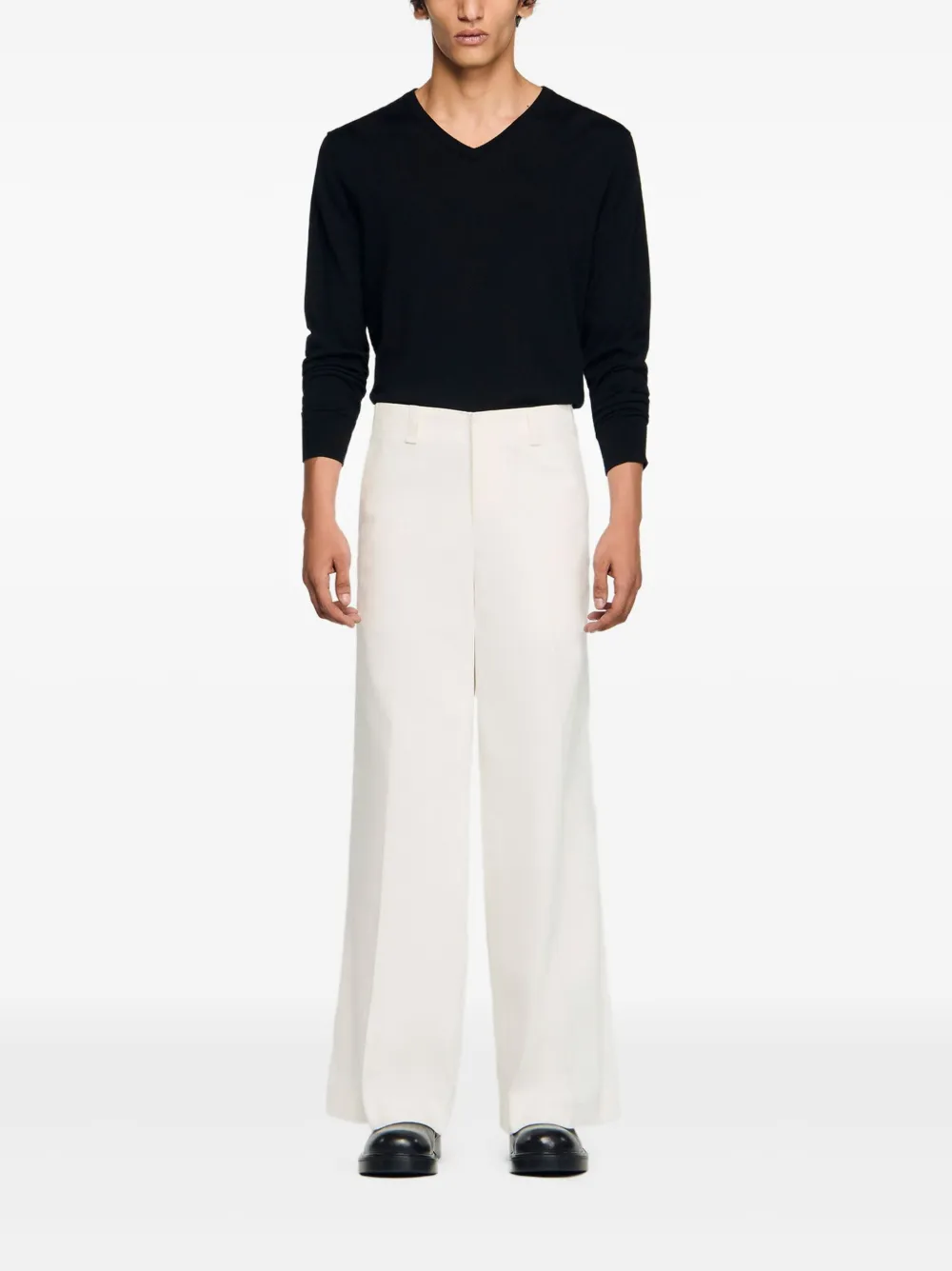 SANDRO Broek met wijde pijpen - Wit