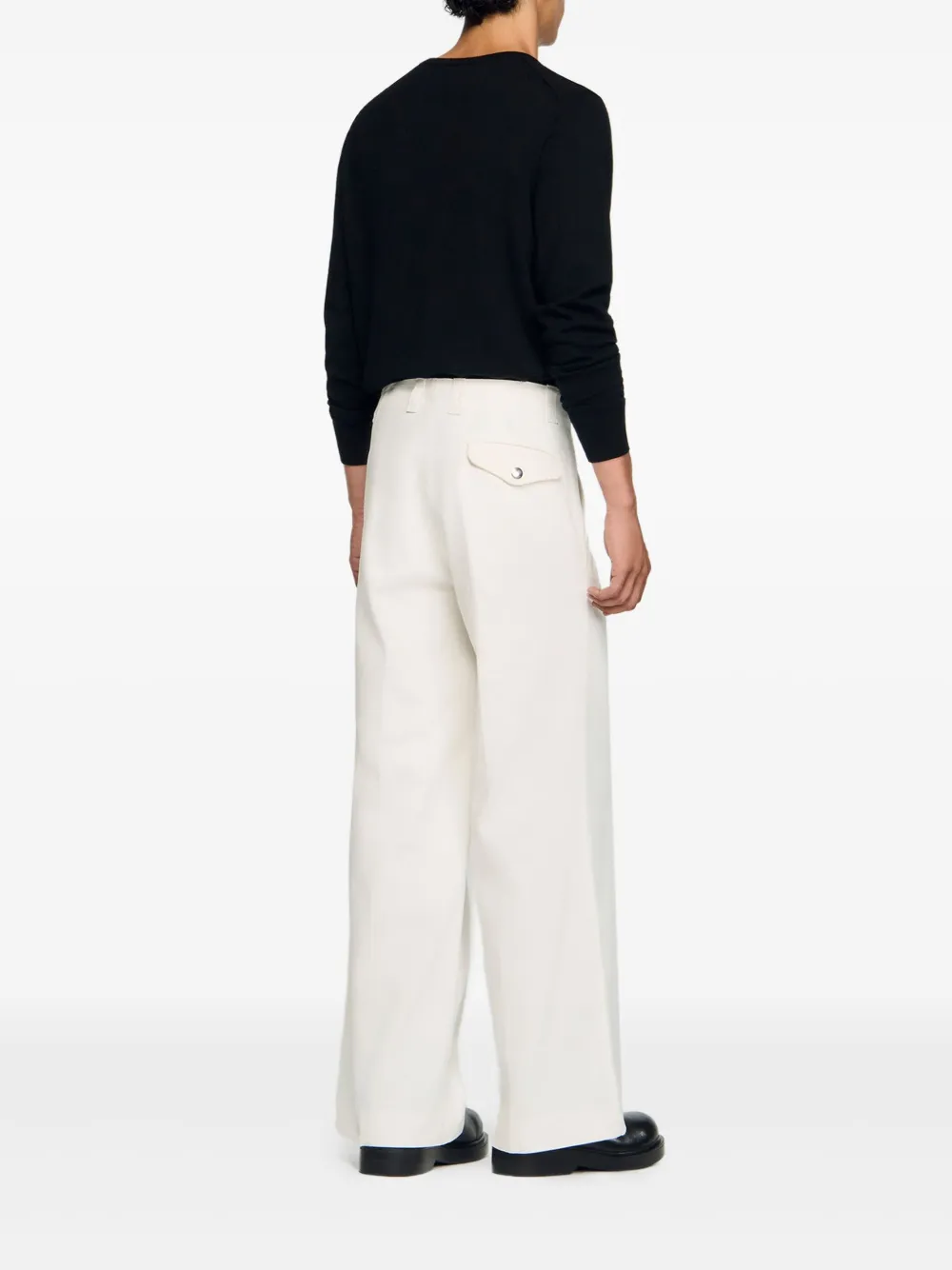 SANDRO Broek met wijde pijpen Wit