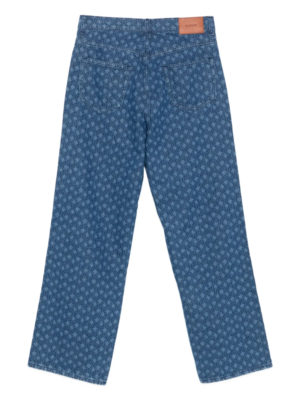 SANDRO Jeans met wijde pijpen en monogramprint - Blauw