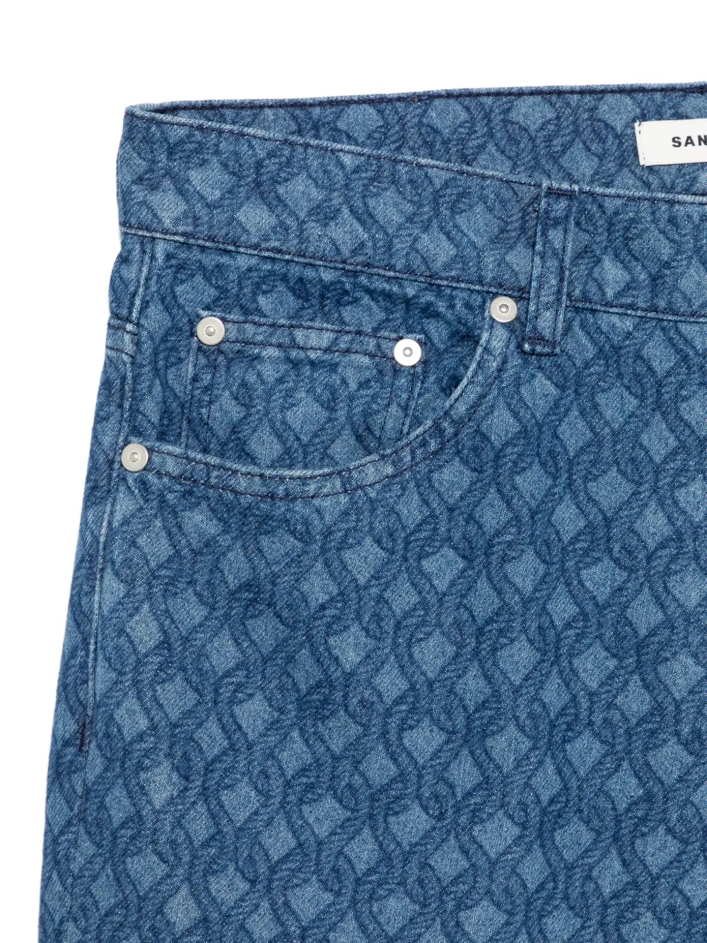 SANDRO Jeans met wijde pijpen en monogramprint Blauw