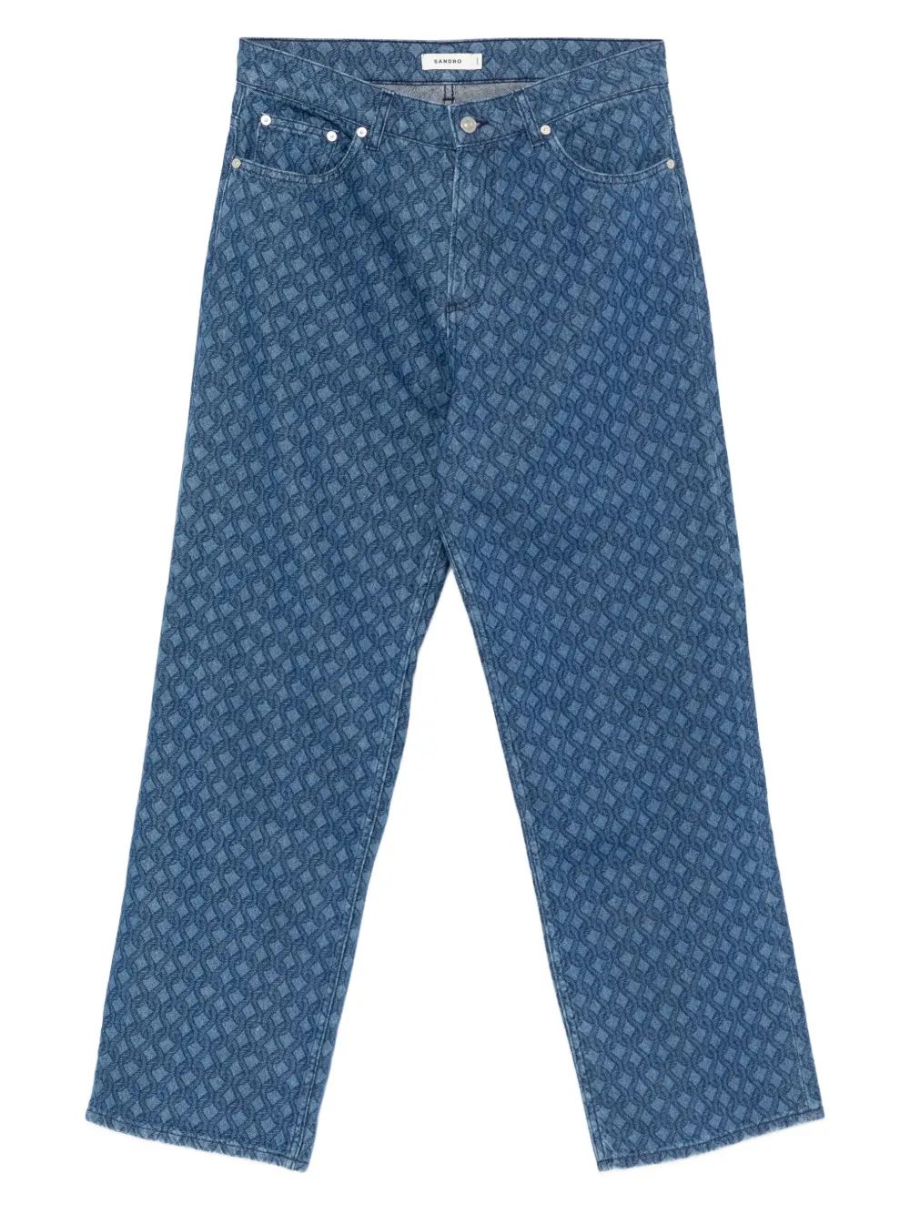 SANDRO monogram print wide-leg jeans | Blue | Image 1