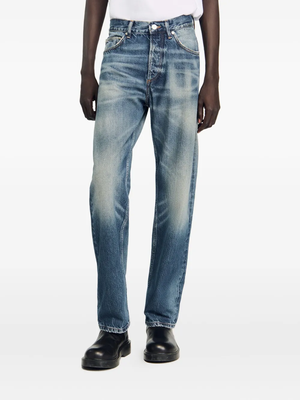 SANDRO Regular jeans met vervaagd effect Blauw