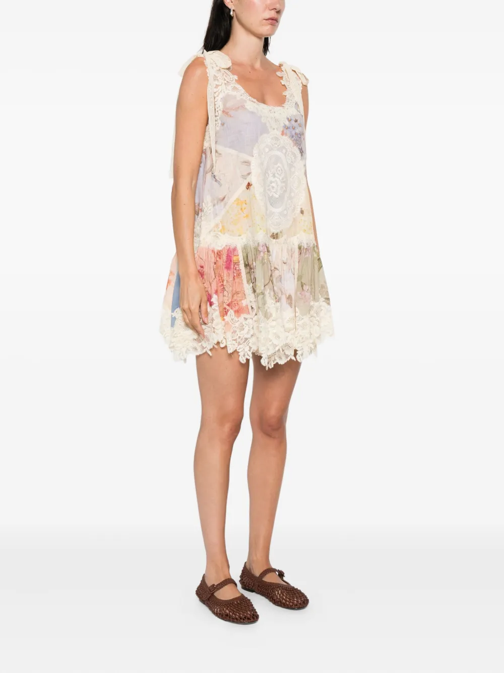 ZIMMERMANN Cascadian mini-jurk met kant Paars